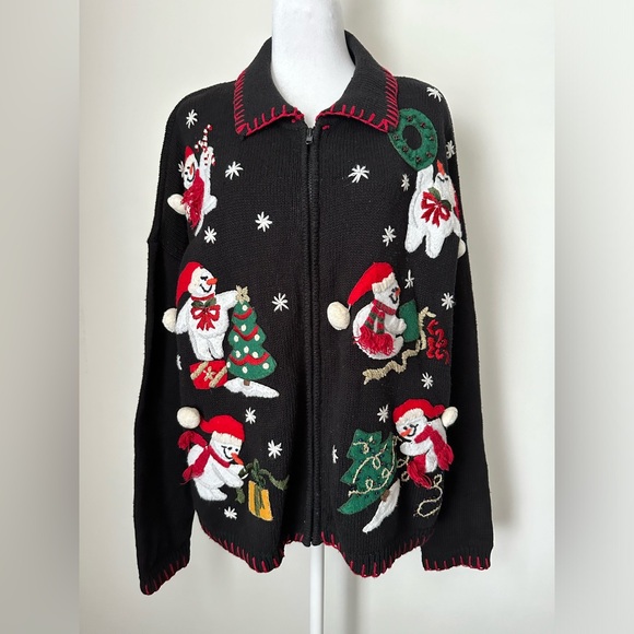 Tiara Sweaters - TIARA Vintage Festive Christmas Holiday Knit Cardigan Sweater Women’s Size XL